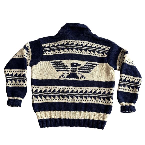 Polo by Ralph Lauren VTG 90s Handknit Wool Thunderbird Cowichan Style Sweater XL - Picture 2 of 10